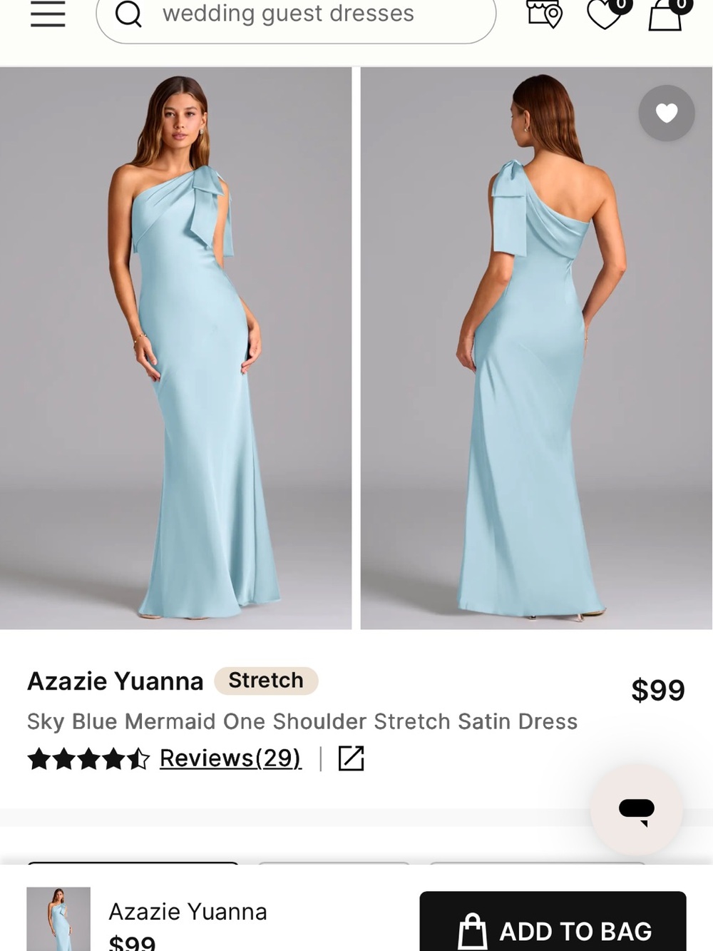 Azazie Sky Blue One-Shoulder Stretch Satin Gown